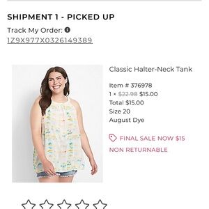 Lane Bryant Yellow and Blue Smocked Tank Top